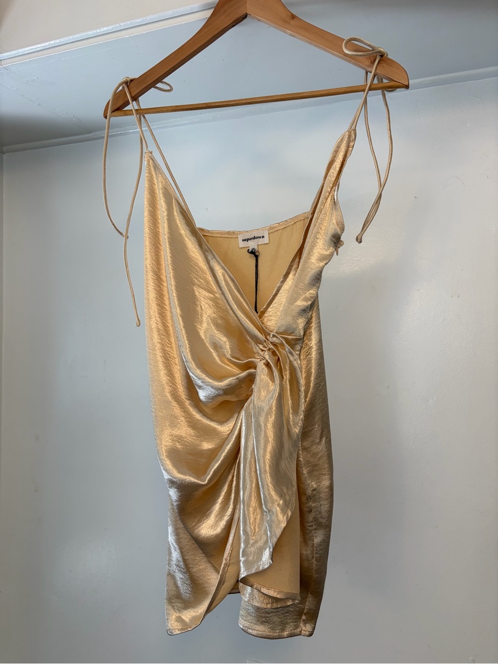 superdown Champagne Satin Slip Dress